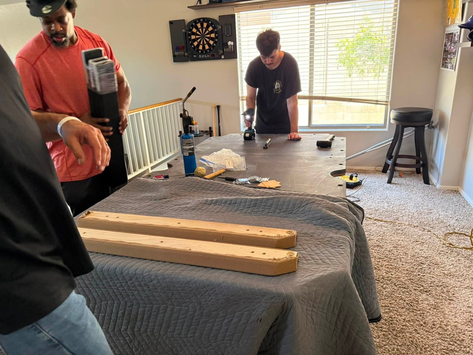 Pool table professionally installed in an Arizona home
